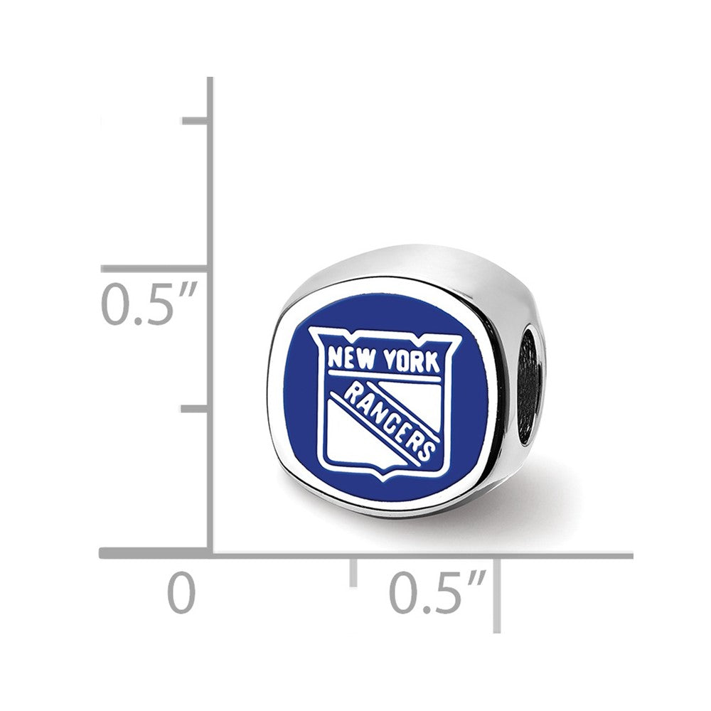 Sterling Silver Rhodium Plated Logoart New York Rangers Banner Enamel Bead