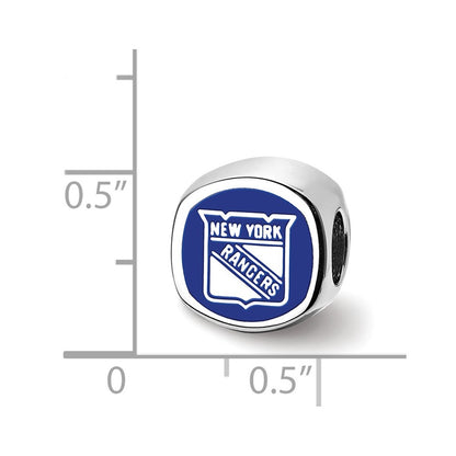 Sterling Silver Rhodium Plated Logoart New York Rangers Banner Enamel Bead
