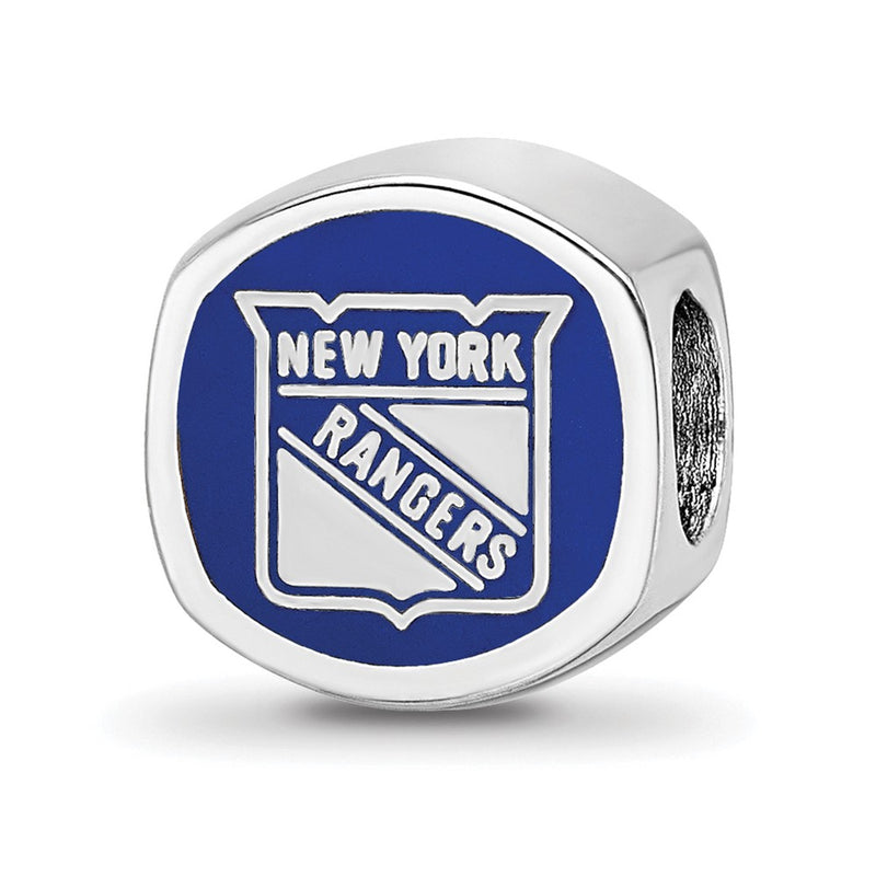 Sterling Silver Rhodium Plated Logoart New York Rangers Banner Enamel Bead