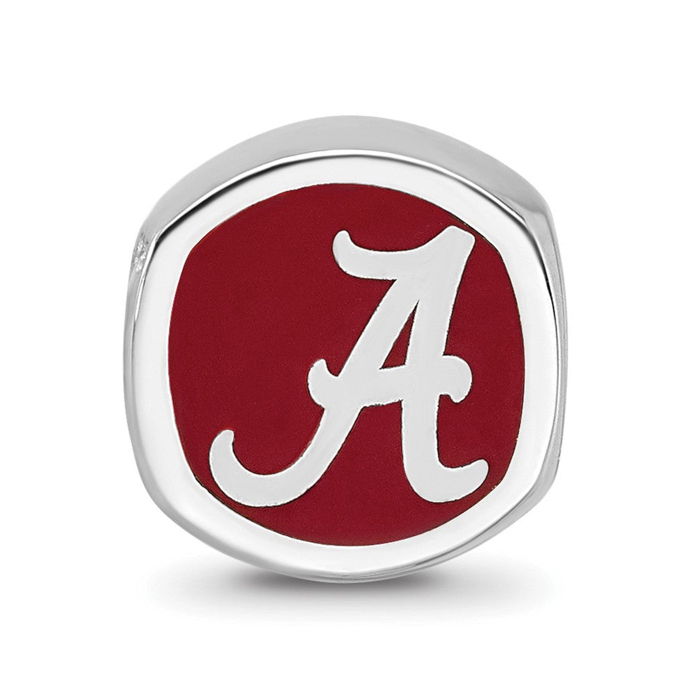Sterling Silver Rhodium Plated Logoart University of Alabama Enamel Bead