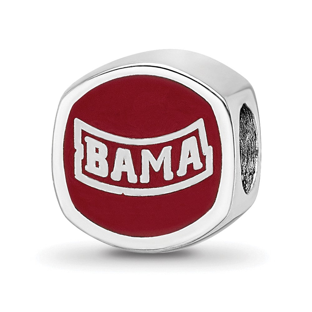 Sterling Silver Rhodium Plated Logoart University of Alabama Enamel Bead