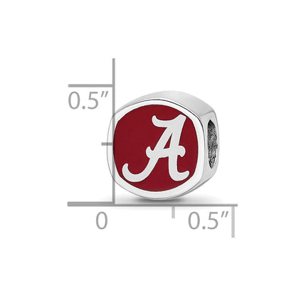 Sterling Silver Rhodium Plated Logoart University of Alabama Enamel Bead