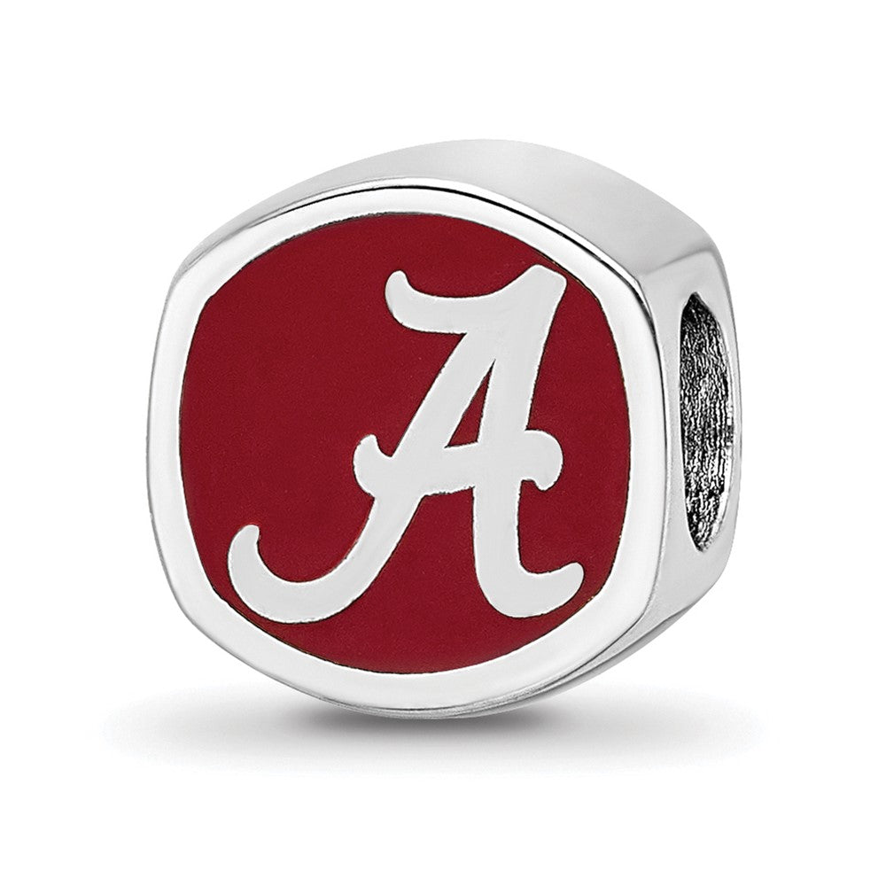 Sterling Silver Rhodium Plated Logoart University of Alabama Enamel Bead