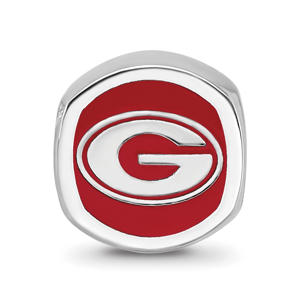 Sterling Silver Rhod-Pltd Logoart University of Georgia Enamel Bead