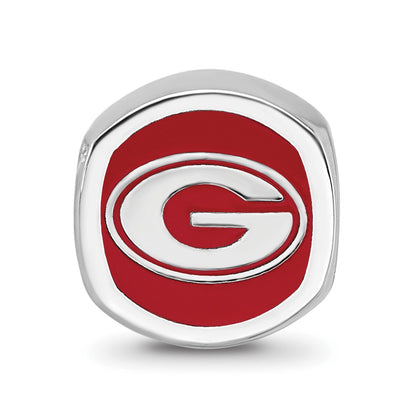 Sterling Silver Rhod-Pltd Logoart University of Georgia Enamel Bead