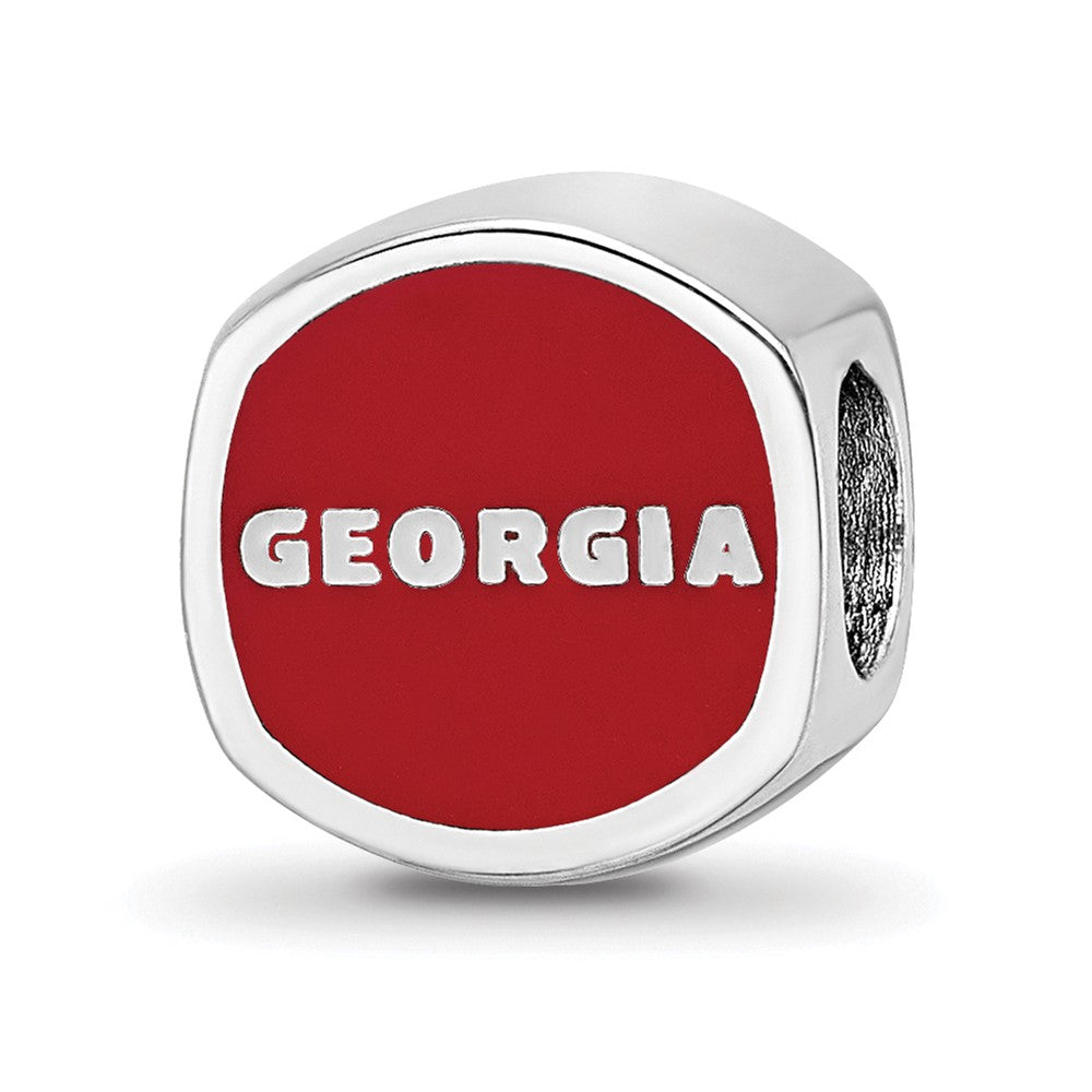 Sterling Silver Rhod-Pltd Logoart University of Georgia Enamel Bead