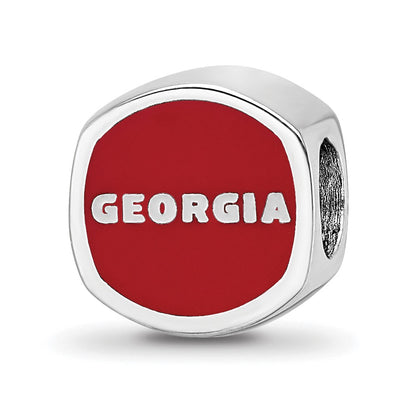 Sterling Silver Rhod-Pltd Logoart University of Georgia Enamel Bead