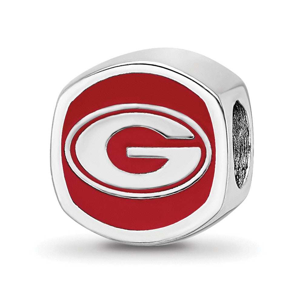Sterling Silver Rhod-Pltd Logoart University of Georgia Enamel Bead