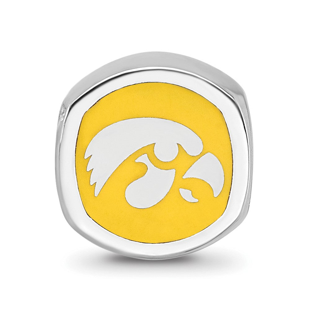 Sterling Silver Rhod-Pltd Logoart University of Iowa Enameled Bead