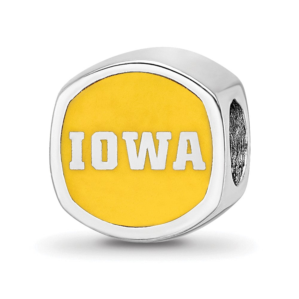 Sterling Silver Rhod-Pltd Logoart University of Iowa Enameled Bead