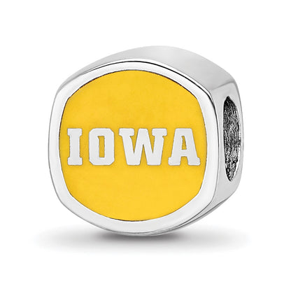 Sterling Silver Rhod-Pltd Logoart University of Iowa Enameled Bead