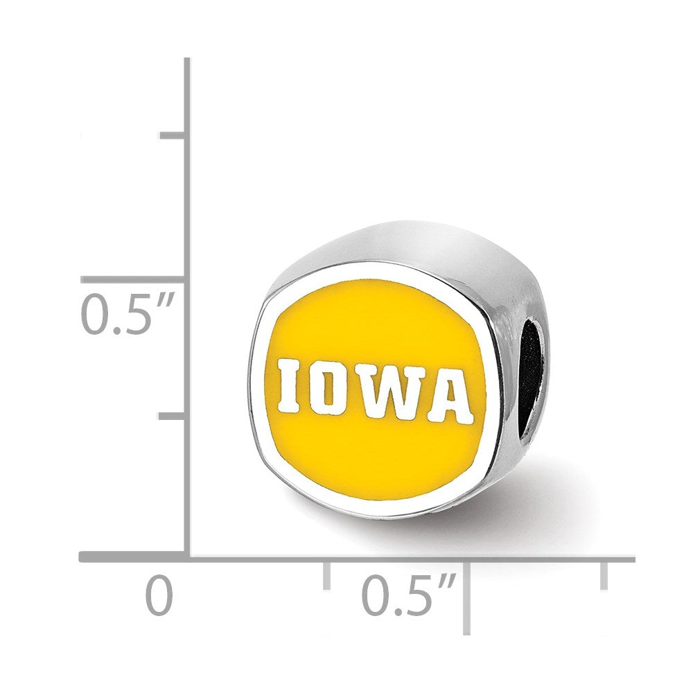 Sterling Silver Rhod-Pltd Logoart University of Iowa Enameled Bead