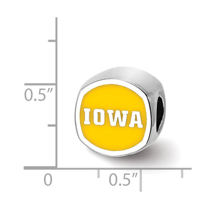 Sterling Silver Rhod-Pltd Logoart University of Iowa Enameled Bead