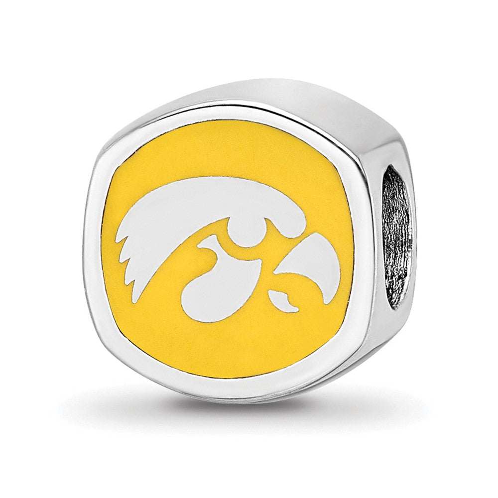 Sterling Silver Rhod-Pltd Logoart University of Iowa Enameled Bead