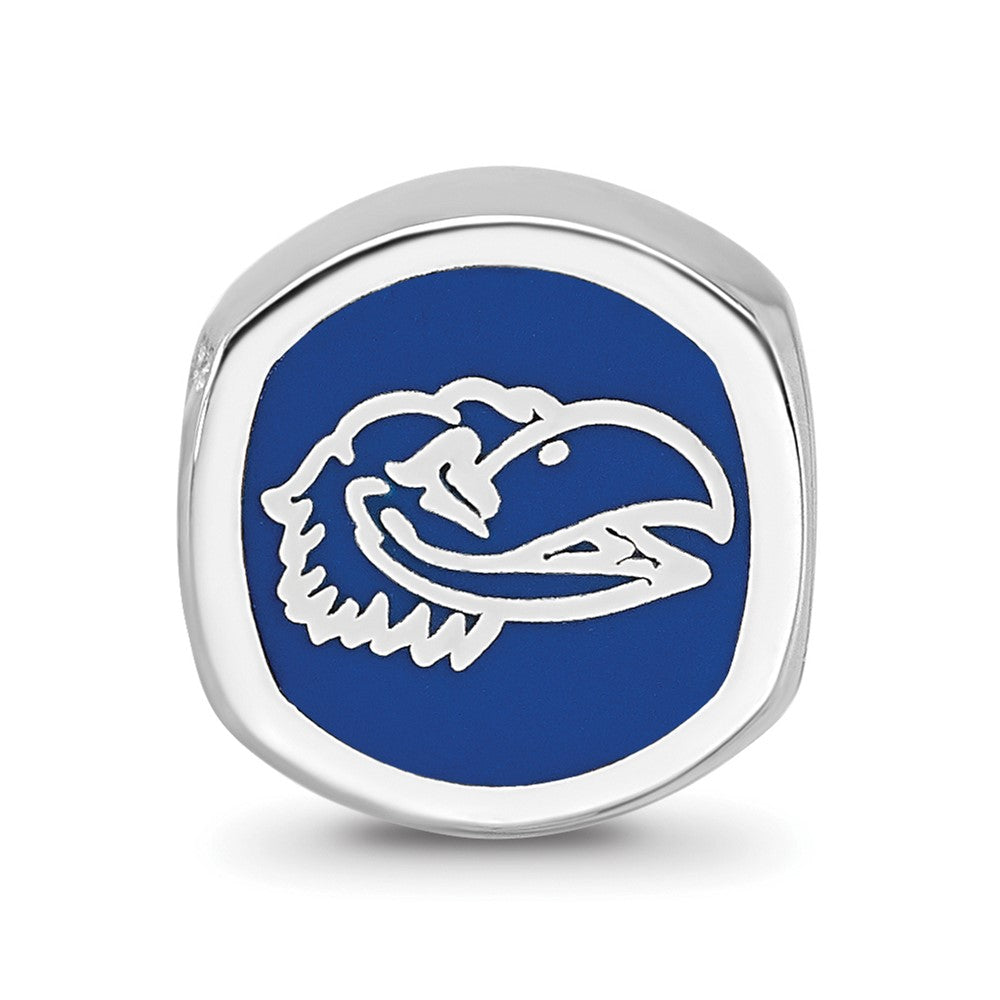 Sterling Silver Rhod-Pltd Logoart Univ. of Kansas Enamel Bead