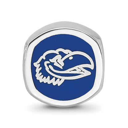 Sterling Silver Rhod-Pltd Logoart Univ. of Kansas Enamel Bead