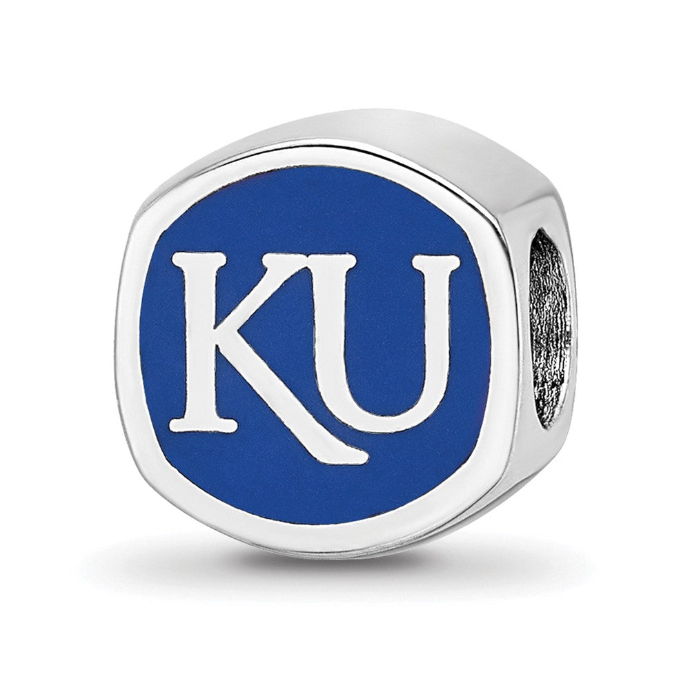 Sterling Silver Rhod-Pltd Logoart Univ. of Kansas Enamel Bead