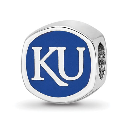 Sterling Silver Rhod-Pltd Logoart Univ. of Kansas Enamel Bead