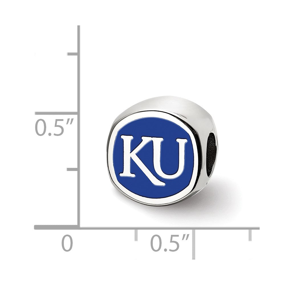 Sterling Silver Rhod-Pltd Logoart Univ. of Kansas Enamel Bead