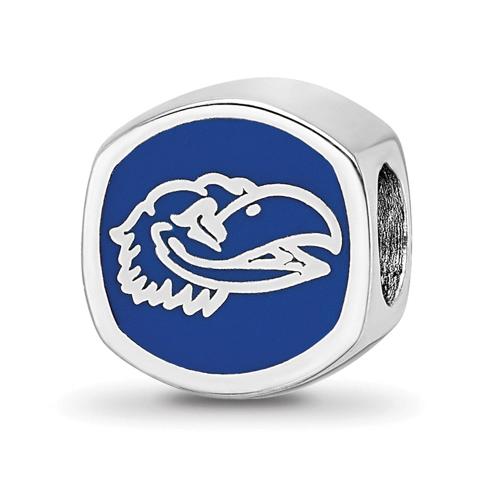 Sterling Silver Rhod-Pltd Logoart Univ. of Kansas Enamel Bead