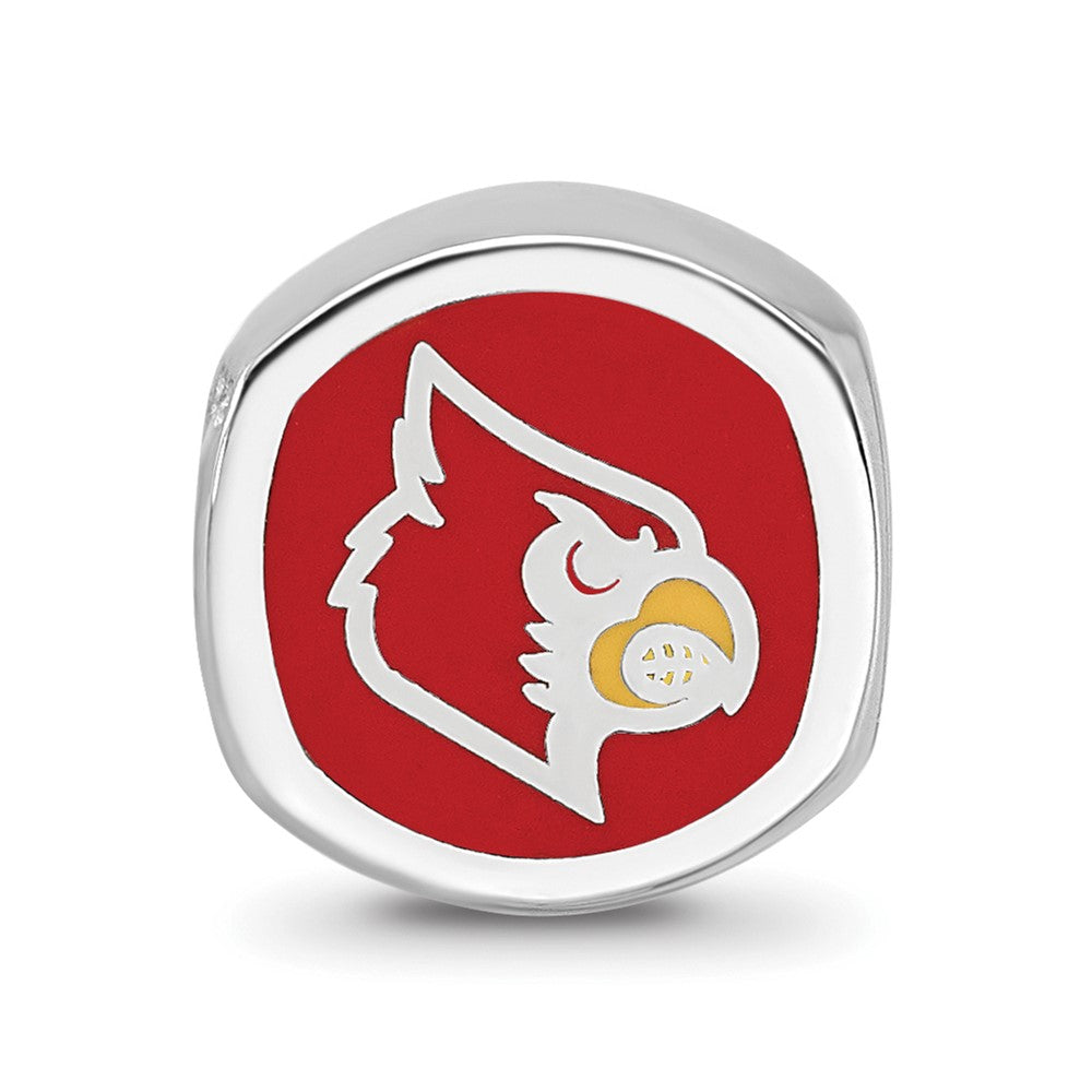Sterling Silver Rhod-Pltd Logoart U. of Louisville Double Logo Enamel Bead
