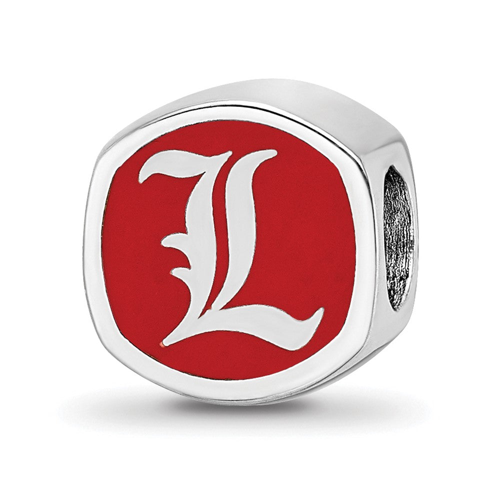 Sterling Silver Rhod-Pltd Logoart U. of Louisville Double Logo Enamel Bead