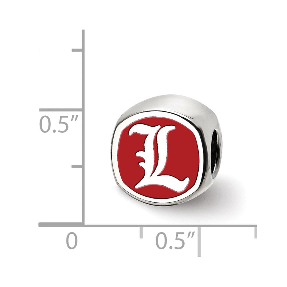 Sterling Silver Rhod-Pltd Logoart U. of Louisville Double Logo Enamel Bead