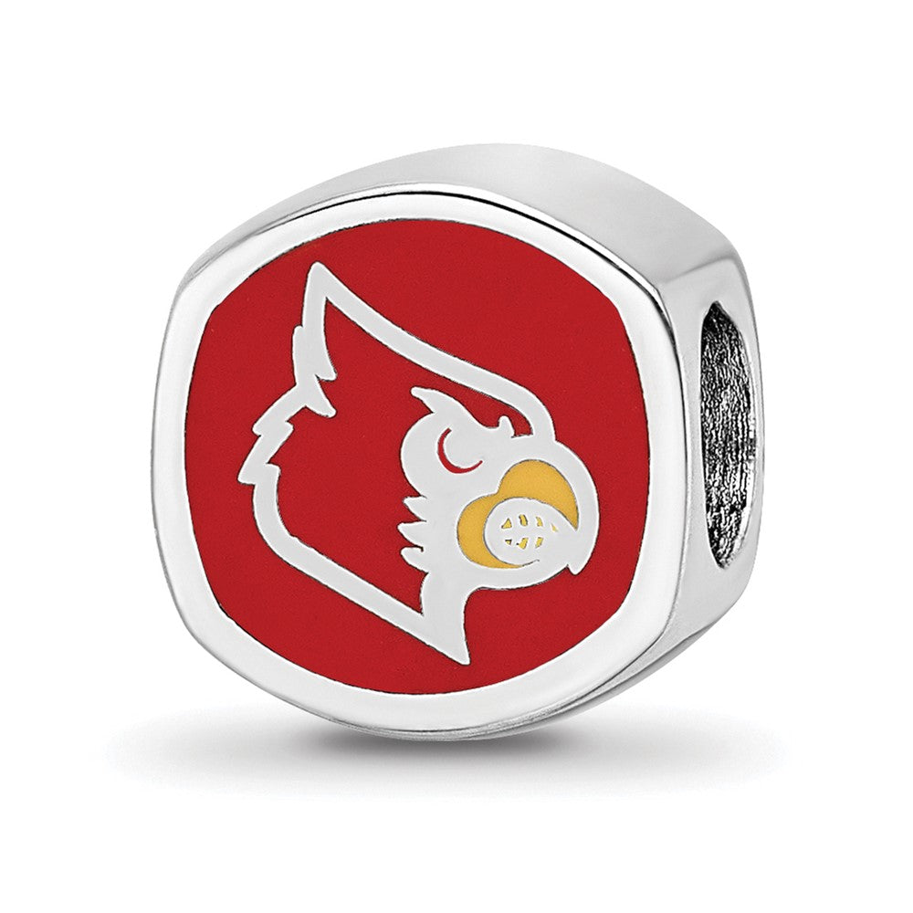 Sterling Silver Rhod-Pltd Logoart U. of Louisville Double Logo Enamel Bead