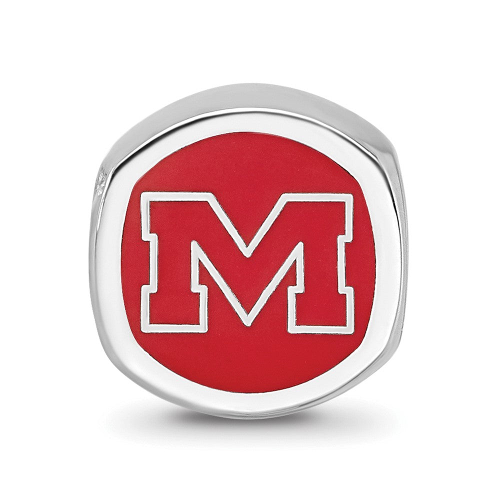 Sterling Silver Rhod-Pltd Logoart U. of Mississippi Enamel Logo Bead