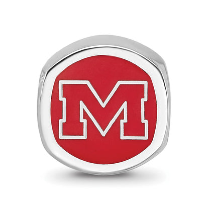 Sterling Silver Rhod-Pltd Logoart U. of Mississippi Enamel Logo Bead