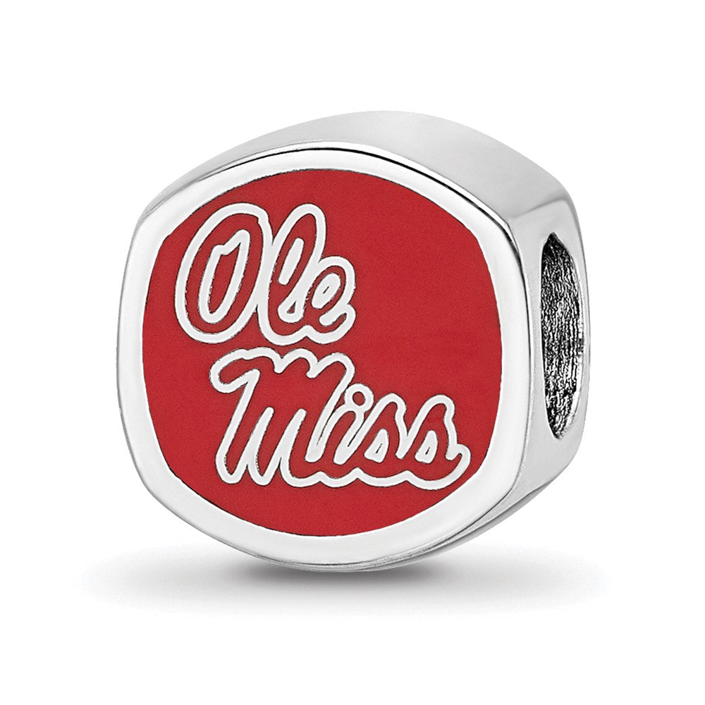 Sterling Silver Rhod-Pltd Logoart U. of Mississippi Enamel Logo Bead