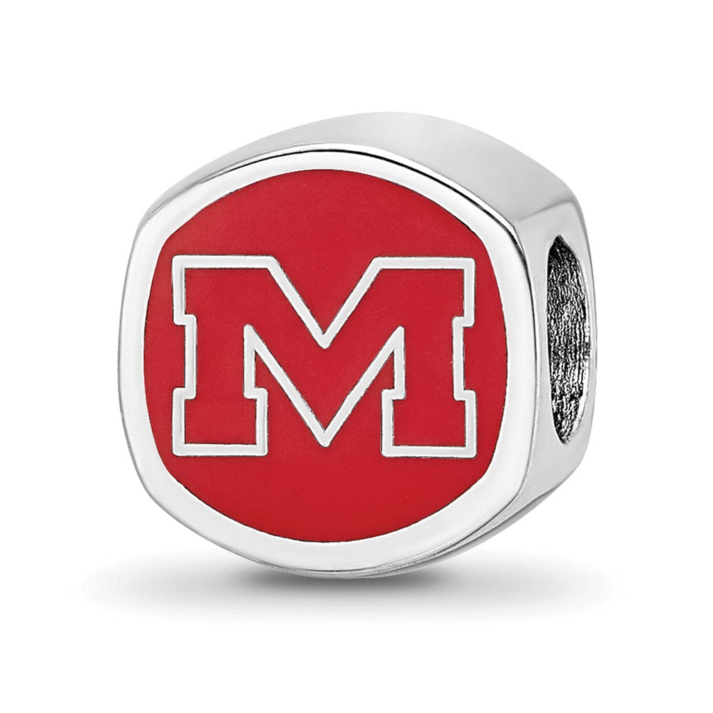 Sterling Silver Rhod-Pltd Logoart U. of Mississippi Enamel Logo Bead