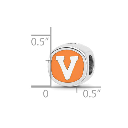 Sterling Silver Rhod-Pltd Logoart U. of Virginia Double Logo Enamel Bead