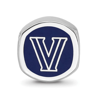 Sterling Silver Rhod-Pltd Logoart Villanova University Enameled Bead