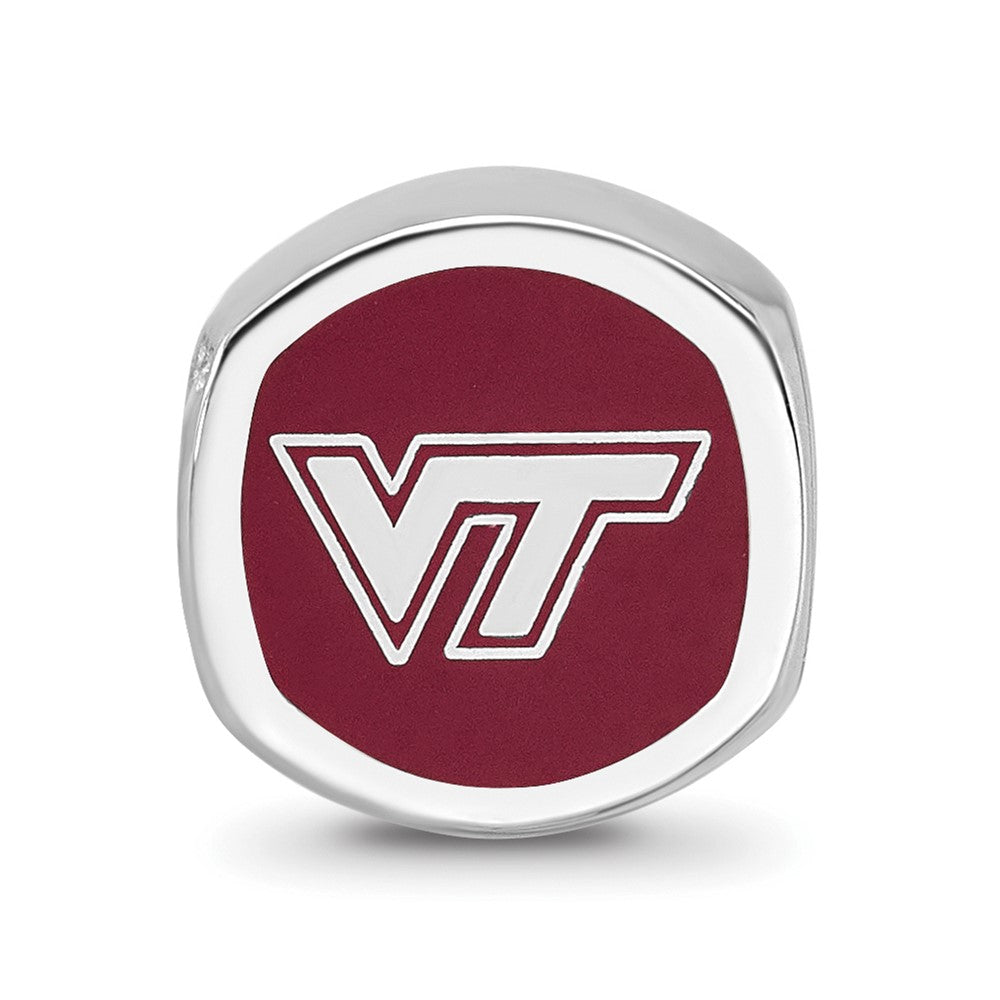 Sterling Silver Rhod-Pltd Logoart Virginia Tech V-T Enamel Bead