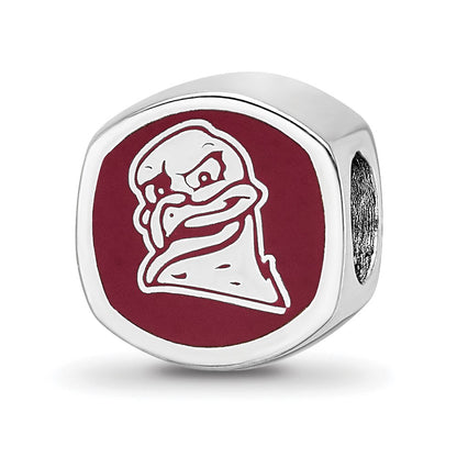 Sterling Silver Rhod-Pltd Logoart Virginia Tech V-T Enamel Bead