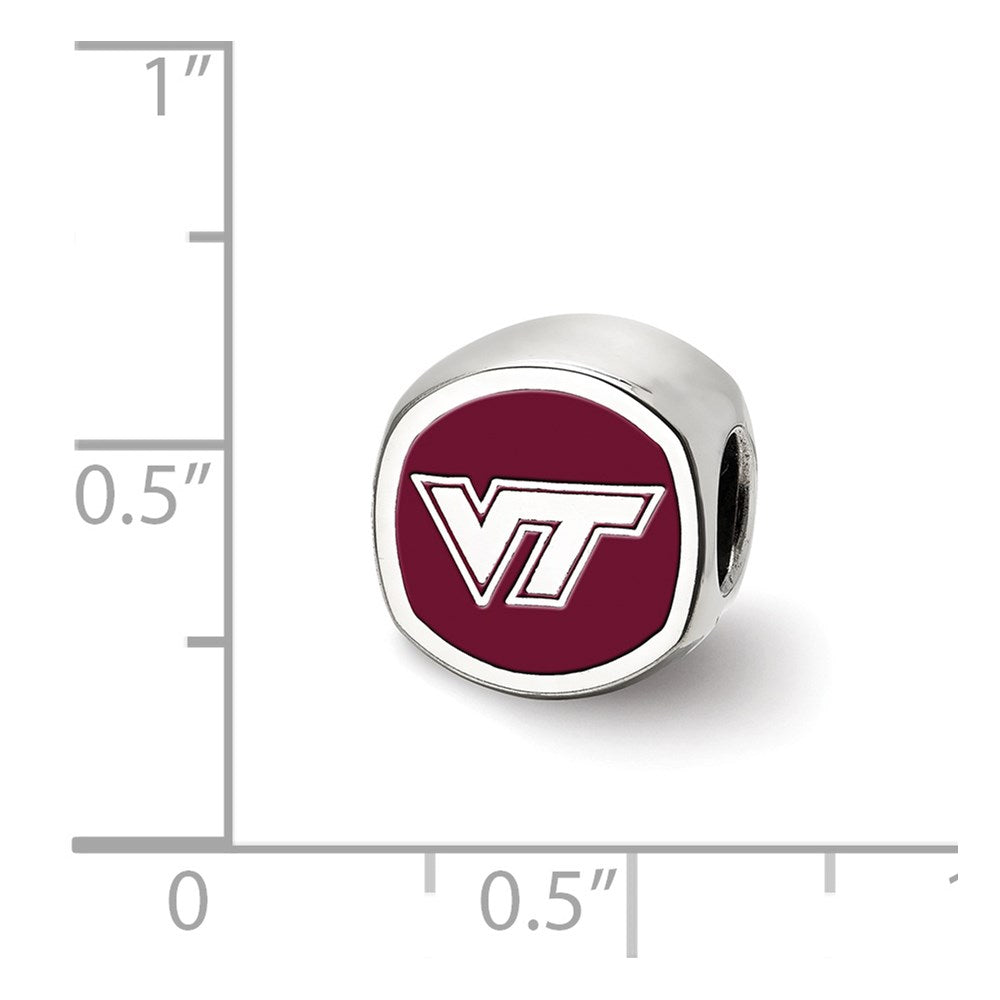 Sterling Silver Rhod-Pltd Logoart Virginia Tech V-T Enamel Bead