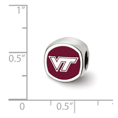 Sterling Silver Rhod-Pltd Logoart Virginia Tech V-T Enamel Bead