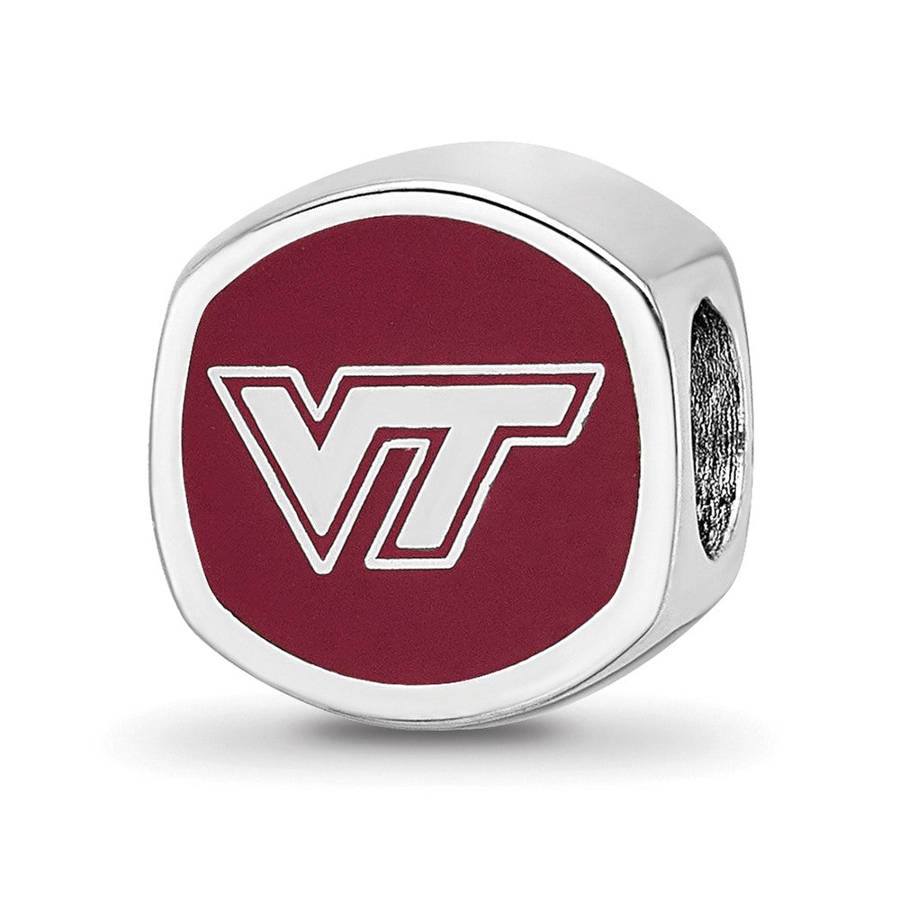 Sterling Silver Rhod-Pltd Logoart Virginia Tech V-T Enamel Bead