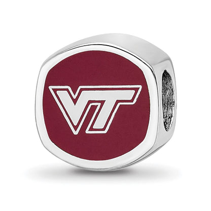 Sterling Silver Rhod-Pltd Logoart Virginia Tech V-T Enamel Bead