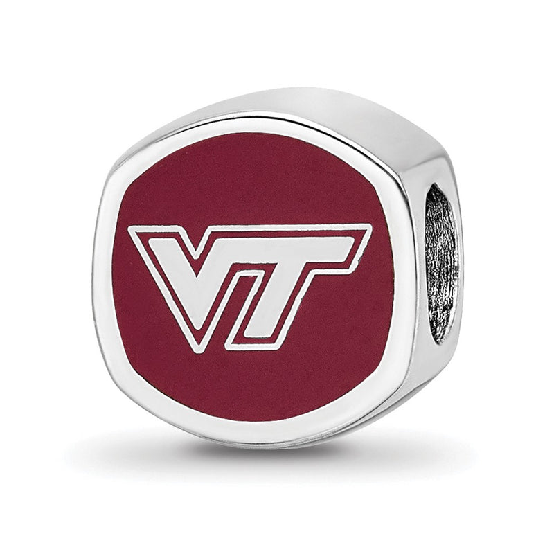 Sterling Silver Rhod-Pltd Logoart Virginia Tech V-T Enamel Bead