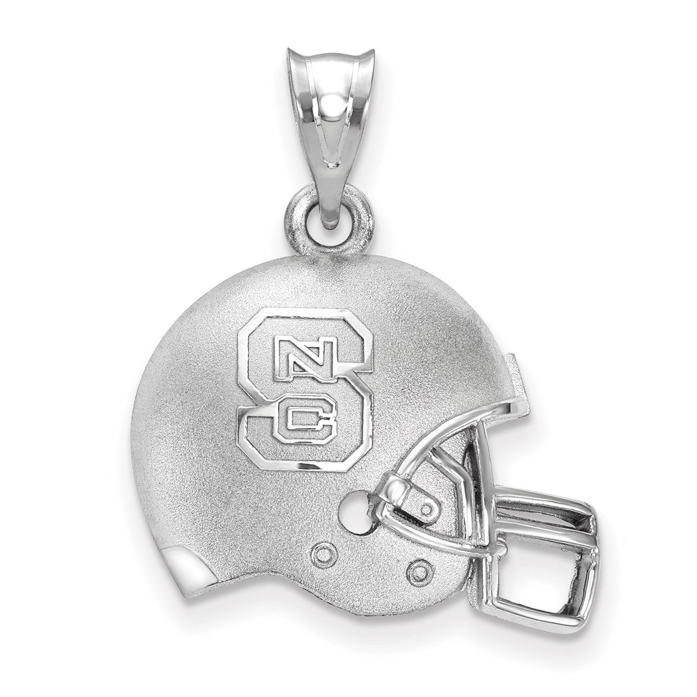 Sterling Silver Rhodium Plated Logoart North Carolina State University N C S Domed Football Helmet Pendant