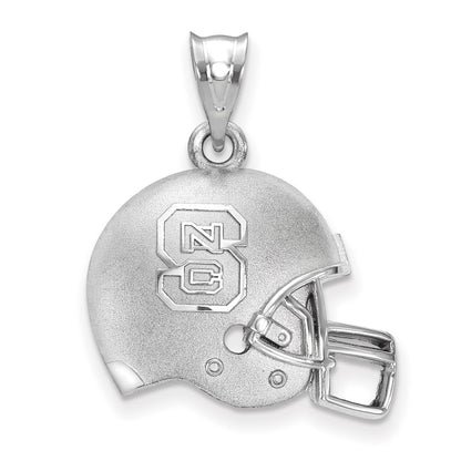 Sterling Silver Rhodium Plated Logoart North Carolina State University N C S Domed Football Helmet Pendant