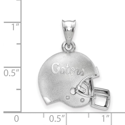 Sterling Silver Rhodium Plated Logoart University Of Florida Gators Script Domed Football Helmet Pendant