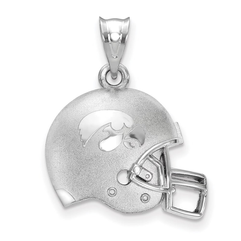 Sterling Silver Rhodium Plated Logoart The University Of Iowa Domed Football Helmet Pendant