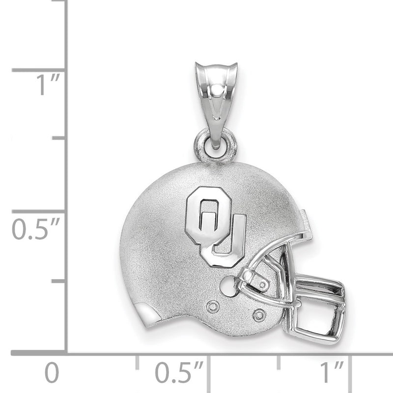 Sterling Silver Rhodium Plated Logoart University Of Oklahoma O U Football Helmet Pendant