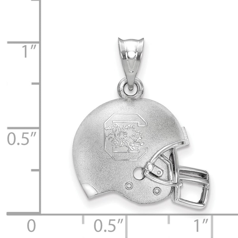 Sterling Silver Rhodium Plated Logoart University Of South Carolina Domed Football Helmet Pendant