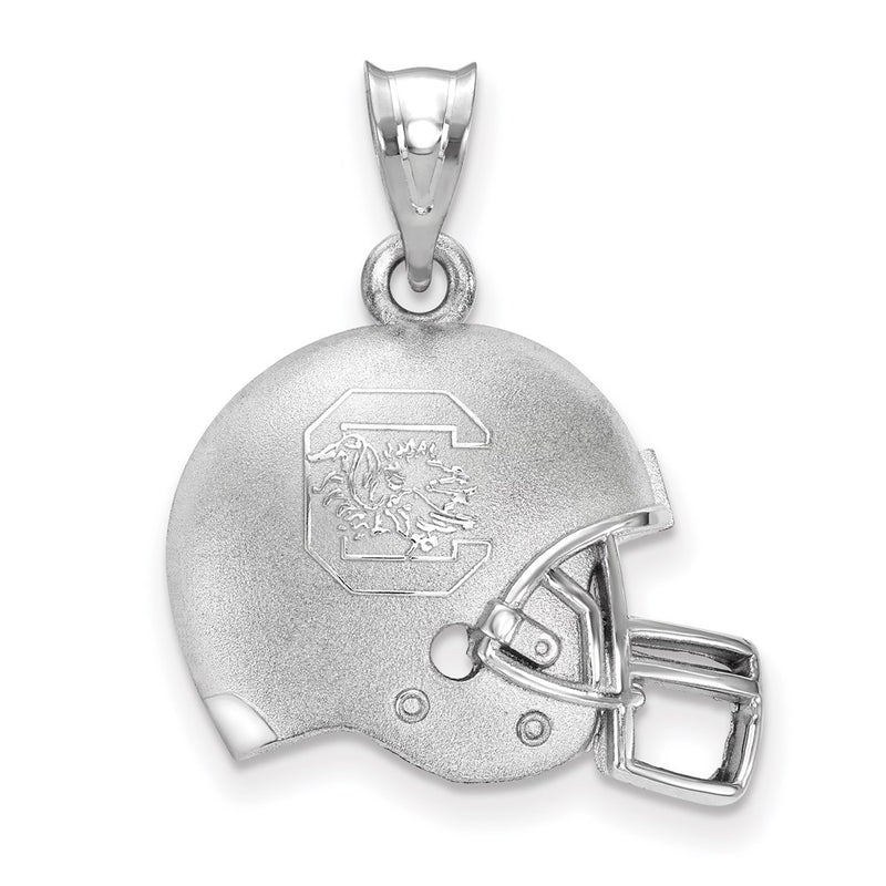 Sterling Silver Rhodium Plated Logoart University Of South Carolina Domed Football Helmet Pendant