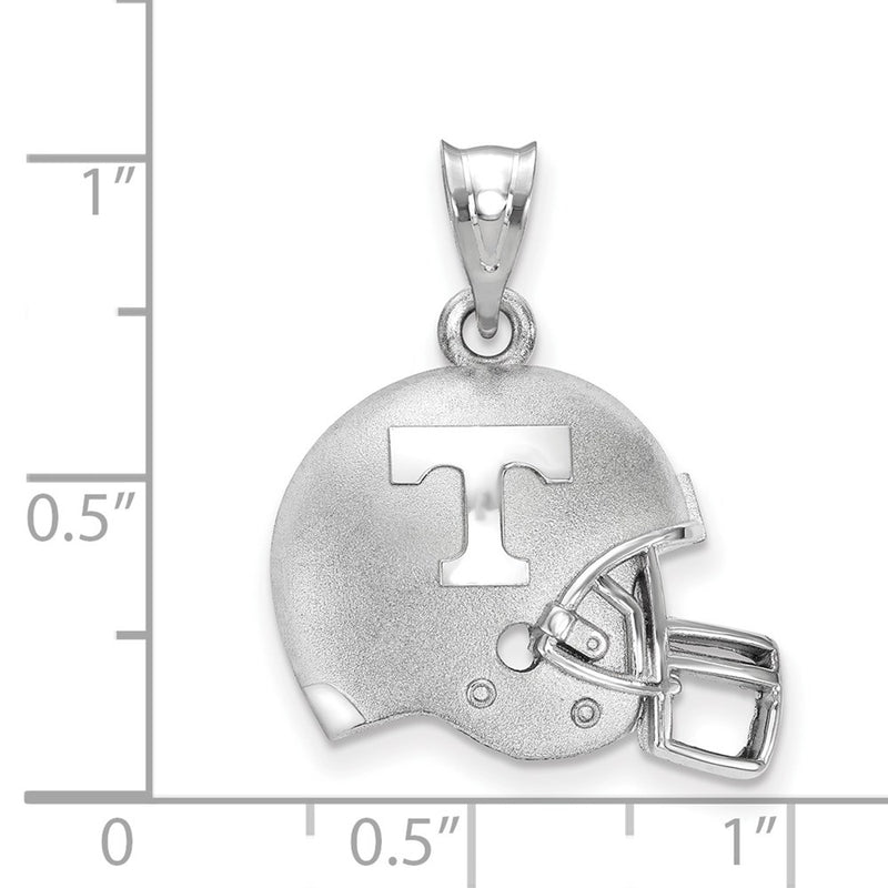 Sterling Silver Rhodium Plated Logoart University Of Tennessee Letter T Domed Football Helmet Pendant