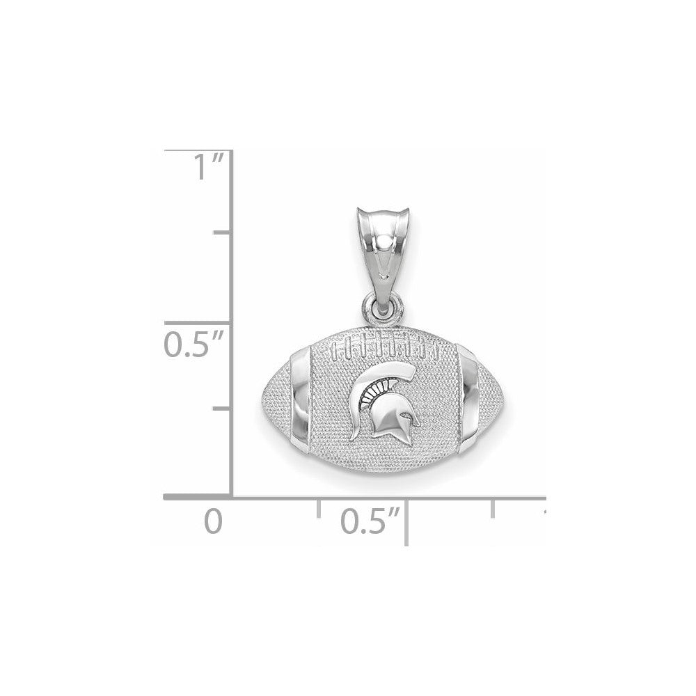 Sterling Silver Rhodium Plated Logoart Michigan State University Spartan Football Pendant